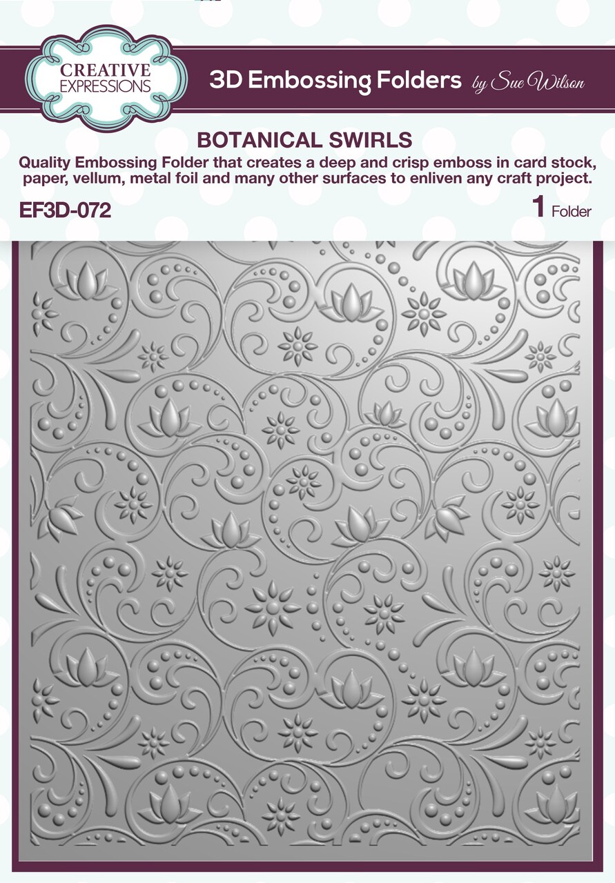 Creative Expressions 3D Embossing Folder 5"X7"-Botanical Swirls